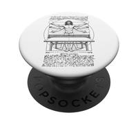 Giocatore di Tennis Tavolo Uomo Vitruviano Divertente Leonardo Da Vinci PopSockets PopGrip Adesivo
