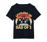 Giocatore papà di Due Seconda Volta papà Squared 2 Gioco Padre Maglietta, Donna Plus-Size, Nero, 1X