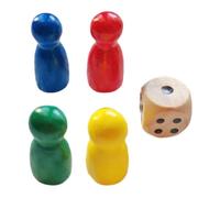Giocatori in legno - 4 per giochi da tavolo | Contadini in legno per società, token a scacchi in Boisson con 1 cubo, accessorio per carte multicolore