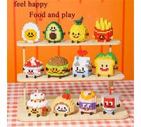 Giocattoli a blocchi costruibili a forma di cibo, artigianato fai-da-te, regalo ideale per amici, compleanni, decorazione da scrivania, opera d'arte straordinaria! Regali per il ritorno a scuola / nuo