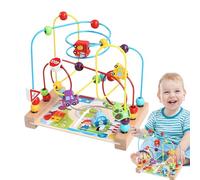 Giocattoli a labirinto di perline - Mazer di montagna russa in legno per bambini piccoli | Montesori Roller Coaster Activity Toy | Laberinto educativo colorato per bambini e bambine
