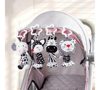 Giocattoli a sonagli bianco e nero carini e divertenti, peluche morbidi a forma di animali come zebra, volpe, leone, elefante, appesi per attirare l'attenzione del bambino volpe,zebra,leone,elefante,E