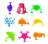 Giocattoli A Ventosa, 9 Pezzi Giocattoli A Ventosa, Bagno In Plastica Morbida Animale Oceano Giocattolo Per Vasca Da Bagno Senza Foro, Giocattolo Per Costruire Finestre Sensoriali Regali Per Bambini