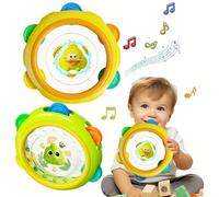 Giocattoli a vibrazione a forma di tamburo da mano adatti per bambini di età compresa tra 0 e 3 anni: giocattolo a forma di anatra colorata, giocattolo a forma di dinosauro e coniglio, colori brillant