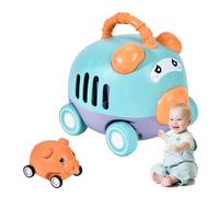 Giocattoli auto, stampa e go auto,Cartoon Animal Press e vai a giocare in auto - Attività educativa di apprendimento prescolare, attività di viaggio Buching Cube Toys per compleanni