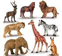 Giocattoli con modelli realistici di animali selvatici, per meglio il regno animale, tra cui , giraffe, zebre, , tigri e alci, come regalo di compleanno