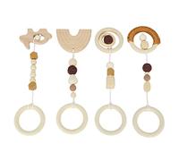 Giocattoli da Appendere in Legno per Neonati, Giocattoli da Appendere per Passeggino, Sviluppo delle capacità Motorie per i più Piccoli, Realizzati in Legno Organico Sicuro, Set di 4 (caffè)