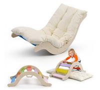 Giocattoli da arrampicata 2 in 1 per bambini, scale da arrampicata in legno,struttura da arrampicata pieghevole con scivolo, set da gioco da interno Montessori per bambini da 1 a 3 anni (Arcobaleno)