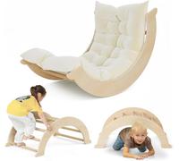 Giocattoli da arrampicata 3 in 1 per bambini, scale da arrampicata in legno,struttura da arrampicata pieghevole con scivolo, set da gioco da interno Montessori per bambini da 1 a 3 anni (Di legno-L)
