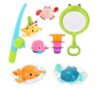 Giocattoli da Bagnetto per Bambini, 10 Pezzi Magnetico Giochi da Pesca con Rete da Pesca, Giocattolo da Bagno Giocattoli Educativi Regalo per Neonati Ragazzi Ragazze da 3 4 5 6 7 8+ Anni