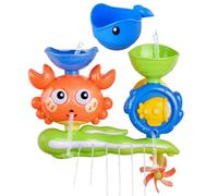 Giocattoli da bagnetto per bambini, divertenti giocattoli per vasca da bagno con ruota idraulica a granchio con occhi rotanti interattivi e spruzzi d'acqua per neonati e bambini, Giallo