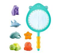 Giocattoli da bagno, animali acquatici, 11,02 x 0,98 x 5,71 pollici, divertimento interattivo, galleggiamento pescatore netto attività, giocattolo da bagno per bambini, ragazze e vasca da bagno