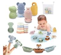 Giocattoli da Bagno Bambini, 16 Pezzi Morbido Silicone Giochi Bagnetto, Giochi Bagnetto, Gioco Sensoriale per Neonati Ragazze Ragazzi 1 2 3 Anni, Giocattolo a Acqua per Bagno, Piscina, Spiaggia