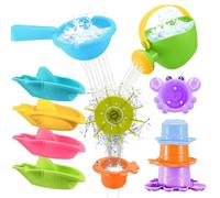 Giocattoli da Bagno,Giocattolo da bagno 5 Barca Giochi bagnetto Giocattoli da Bagnetto per Bambini,Mulino ad acqua rotante con Ventose,Giochi Bagnetto per Bambini 1 2 3 4 Anni