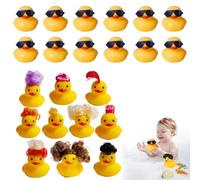 Giocattoli da Bagno in Gomma con Parrucca per Bambini - Set da 12 Paperelle di Gomma Divertenti e Carine - Giocattoli da Bagno, Regali di Compleanno, Giochi Estivi per Piscina, Regali per Fe