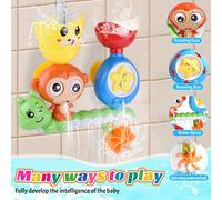 Giocattoli da bagno per bambini con ventosa da parete, gioco di percorso con acqua, scimmia e bruco, giocattoli da bagno e doccia, regalo di compleanno per bambini, colore casuale Scimmia,OrsoABS