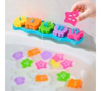 Giocattoli da bagno per bambini da 1 a 3 anni Giocattoli educativi da bagno per bambini di forma Sorters senza muffa e impilati con 20 pezzi galleggianti in gomma morbida giocattoli