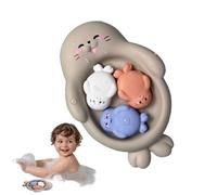 Giocattoli da bagno per bambini: gomma morbida e resistente ai morsi, giocattoli da bagno da 4 pezzi, attività educativa precoce | giocattolo galleggiante per uscite in spiaggia, docce o anche