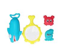 Giocattoli da Bagno per Bambini Rete Galleggiante per Pesci Spruzzo Spremere Animali Giochi da Bagno Interattivi Set da Gioco per Bambini Piccoli Materiale Vinile ABS 4 Pezzi