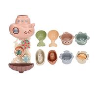 Giocattoli da Bagno per Bambini Set di Giochi per Vaschetta con 2 Forti Ventose Coppe Colorate Impilabili Barche Cucchiai per Bambini Ragazzi Ragazze Bagnetto Giocare Apprendimento