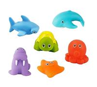 Giocattoli da bagno per bambini, simpatici giocattoli da bagno per animali con materiale BB luminoso in colori vivaci per l'interazione familiare (6 giocattoli animali)