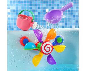 Giocattoli da bagno per neonati, annaffiatoio per bambini, set da 3 pezzi con cucchiaio da bagno e mulino a vento ad acqua, giocattoli interattivi divertenti per il bagno, adatti anche per spiaggia, d