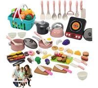 Giocattoli da cucina, 91 pezzi Accessori da cucina da gioco Tagliabili Set da gioco per alimenti con pentole e padelle Accessori finti per regali per ragazzi e ragazze