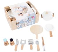 Giocattoli da cucina per ragazze | Coppia di dieci in legno realistici come giocattoli da cucina | Set da gioco da cucina per bambini, ragazzi e ragazze Natale Capodanno Pasqua interni
