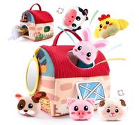 Giocattoli da fattoria per bambini fienile con animali imbottiti, giocattoli per lo sviluppo sensoriale Montessori, giocattolo per l'apprendimento portatile per bambini 1-3 anni