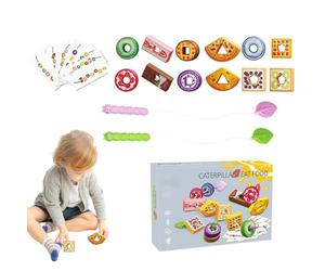 Giocattoli da infilare - Giocattolo con allacciatura da 1-3 cm, giocattoli educativi per l'apprendimento regolabili, potenziamento della coordinazione occhio-mano | Corda leggera per frutta e verdura