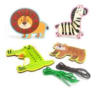 Giocattoli da Infilare in Legno, 4 Pz Toddler Threading Toy Animali Montessori Educational Lacing Toys Toddler Travel Toys Regali Per Ragazzo Ragazze 2-5 Anni