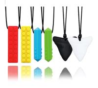 Giocattoli da masticare per bambini autistici, confezione da 6, collana sensoriale da masticare per bambini con autismo, ADHD, SPD, masticare, mordere, giocattoli masticabili orali in silicone per