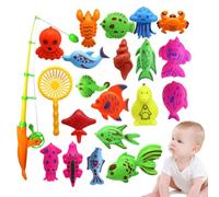 Giocattoli da pesca per bambini, 22 pezzi, gioco d'acqua magnetico, in plastica ABS, coordinazione occhio-mano, sviluppo intellettuale, per bambini, tempo del bagno, 25 x 20 x 4 cm, 125 g