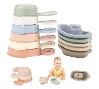 Giocattoli da piscina, giocattoli da bagno per bambini 11 pezzi/set bagnetto per bambini include 6 barche galleggianti ＆ 5 mestoli da bagno impilabili con fori doccia per piscina per dai 6 me