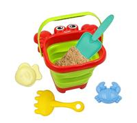 Giocattoli Da Sabbia Per Bambini - Kit Da Costruzione Con Secchiello Pieghevole | Giochi Da Spiaggia Sicuri Per Bambini - Set Da Viaggio Di Giocattoli Da Spiaggia Da 5 Pezzi | Include Pala Secchiello