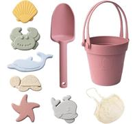 Giocattoli Da Spiaggia Per Bambini, 8Pcs Morbido Silicone Giochi Spiaggia Bambin, Set Di Giocattoli Per La Sabbia Con Stampi Di Sabbia, Secchi, Pale E Borsa Di Stoffa, Per Bambini Ragazzi Ragazze