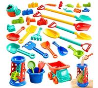 Giocattoli Da Spiaggia - Set Di Giocattoli Con Sabbia In ABS Da 32 Pezzi | Durevole Kit Sandbox Estivo Per Bambini | Strumenti Per Costruire Castelli Sul Mare Per Bambini | Set Da Gioco Da Viaggio | D