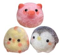 Giocattoli da spremere, Giocattolo da spremere 3 pezzi Pulcino, maialino e pinguino Giocattoli di decompressione Simpatico silicone Fidget Giocattolo portatile per ansia