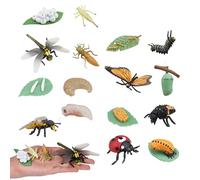 Giocattoli del ciclo di vita per bambini, 4 set di giocattoli Bugs Life includono farfalla, ape, libellula e coccinella, insetti di plastica, figurine di animali educativi precoci |.Plastica