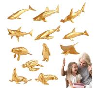 Giocattoli di creature marine, figure di piccoli animali marini | Modello animale marino dorato da tavolo | Modello di figure di animali marini, set di giocattoli educativi realistici di animali marin