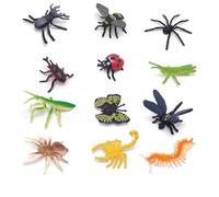 Giocattoli di insetti realistici, 12 pezzi, in plastica, coleotteri artificiali realistici, mini animali, ideali come articolo scherzoso per bambini