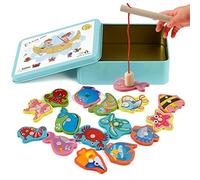 Giocattoli di Legno Gioco di Pesca, Vittse Giochi Montessori Bambini 2 Anni Gioco di Pesca Magnetico, Bambino in Legno Educativo Giocattoli, Giochi per Bambini per Sviluppo (Blu)
