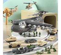 Giocattoli educativi per bambini che possono contenere modelli di carri armati e aeromobili da trasporto militare, giocattoli di aerei da caccia che simulano scene di basi militari, giocattoli interat