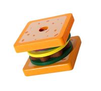 Giocattoli impilabili per panini per hamburger in legno, giocattoli impilabili per alimenti in legno,Gioca a un finto panino con hamburger per bambini - Gioca a giocattoli alimentari per bambini di 3-