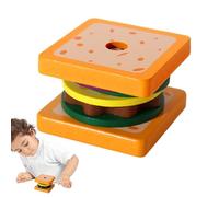 Giocattoli impilabili per panini per hamburger in legno, giocattoli impilabili per alimenti in legno | Gioca a un finto panino con hamburger per bambini,Giocattolo per abilità motorie fini per bambini