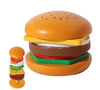 Giocattoli impilabili per panini per hamburger in legno, giocattoli impilabili per alimenti in legno,Gioca a un finto panino con hamburger per bambini | Giocattoli educativi per l'apprendimento in età