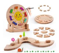 Giocattoli in Legno Solido Spesso per Bambini, Blocchi e Puzzle 2 in 1 con forme di animali, Supporto Esposizione, pittura DIY, Bauklötze Holz für Kinder ab 3