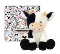 Giocattoli in Peluche di Bovino, Adesivi di Bovino Carino, Giocattoli di Animali in Peluche di Bovino Seduti,Adesivi di Animali di Fattoria, Coppia di Sonno,Regali per la Decorazione Della Casa per Ba