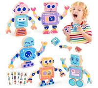 Giocattoli Montessori Building Blocks, Robot Building Blocks Giocattoli con Adesivi per Tatuaggi, Giocattoli Educativi a Blocchi per Bambini, Giocattoli per le Abilità Motorie per 3 4 5 6 Bambini