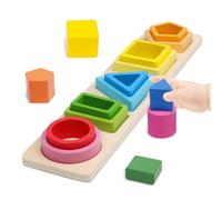 Giocattoli Montessori da Impilare e Ordinare 1 2 3 Anni - Gioco Bambini Montessori di attività e Sviluppo Giochi Educativi Puzzle in Legno Colori Pastello Giochi Montessori Regalo per i Piccoli 1 Anno
